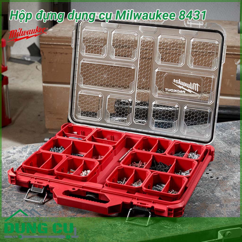 Hộp đựng dụng cụ nhiều ngăn Milwaukee 8431&nbsp;đến từ thương hiệu nổi tiếng Milwaukee sử dụng&nbsp;để&nbsp;đựng vừa vặn các phụ kiện&nbsp;đi kèm như&nbsp;ốc vít,&nbsp;đinh, mũi khoan,...