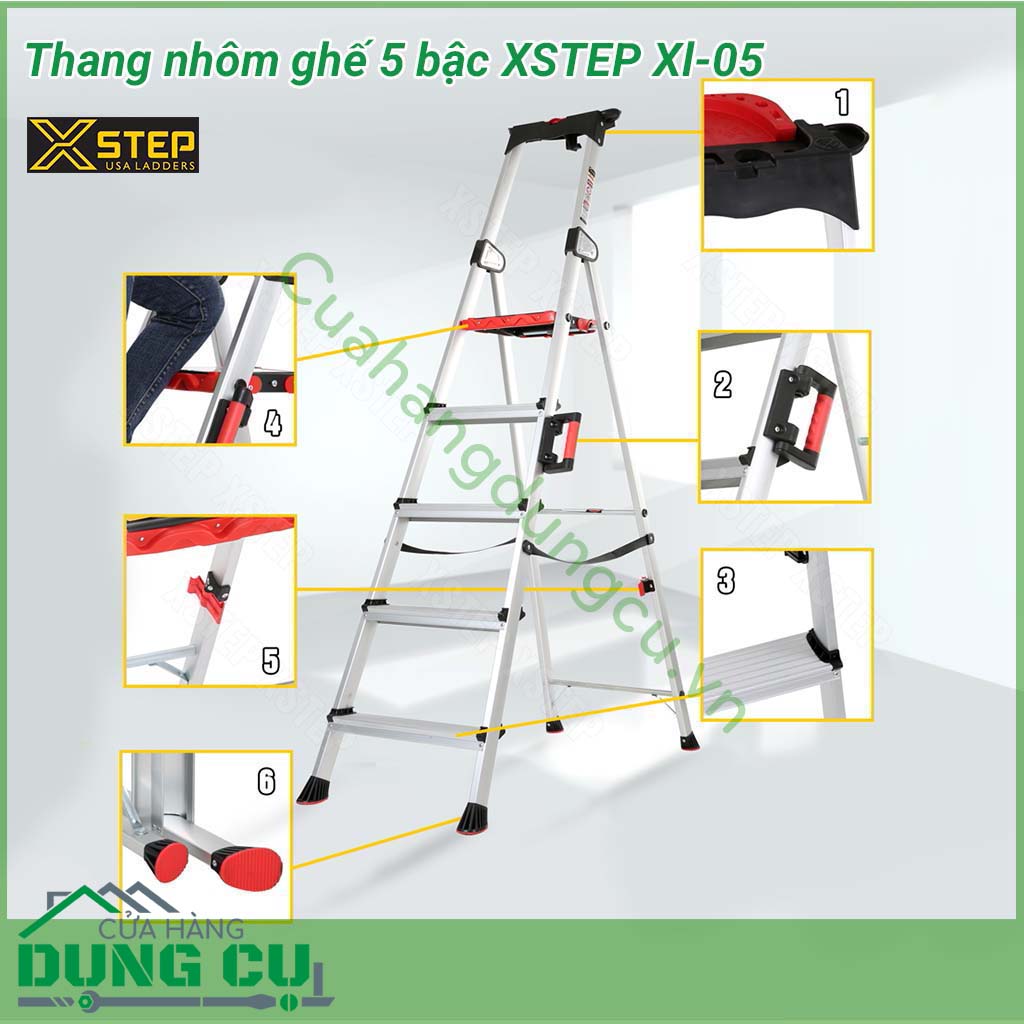 Thang nhôm ghế XSTEP XL-05&nbsp;với những ưu điểm vượt trội, tiện lợi cho người sử dụng hiện đang là một sản phẩm được ưa chuộng trong dòng thang nhôm ghế gia đình, văn phòng.