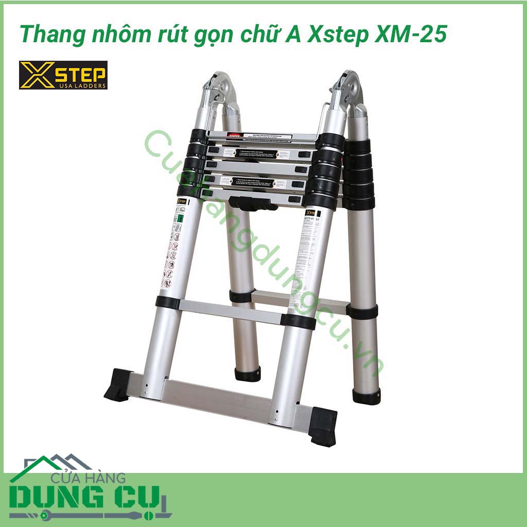 Thang nhôm rút gọn chữ A XSTEP XM-25&nbsp;được sản xuất trên dây chuyền&nbsp;hiện đại -&nbsp;công nghệ Mỹ với&nbsp;chất liệu nhôm hợp kim siêu bền chịu lực tốt, không gỉ sét, thang nhôm rút gọn chữ A phù hợp để sử dụng cho các công việc đòi hỏi độ cao trong lao động