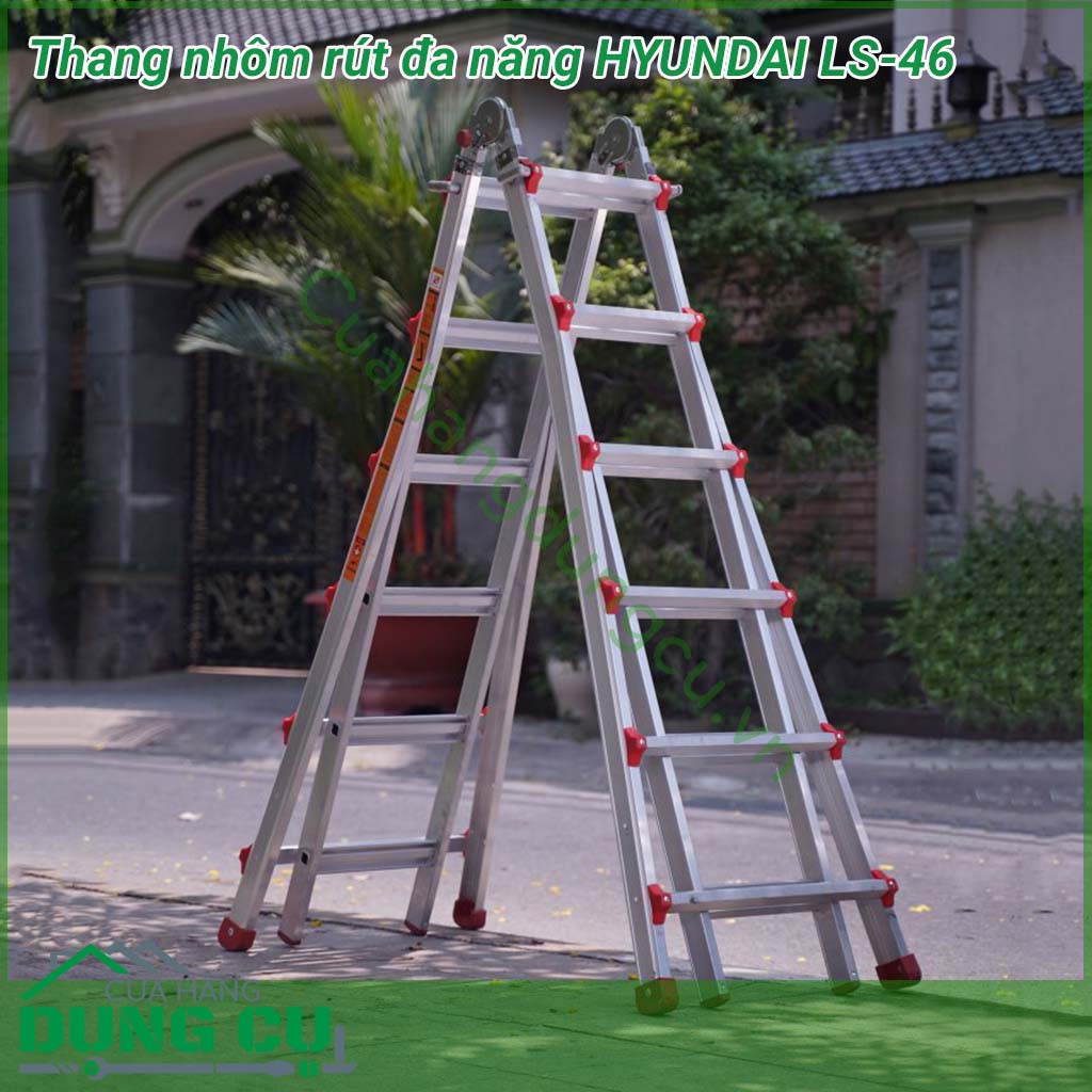 Thang nhôm Hyundai rút chữ A LS-46&nbsp;đem lại sự tiện dụng cho người dùng nhờ các kiểu thang được thiết kế mạnh mẽ hiện đại và linh hoạt. Giữ nguyên màu nhôm chất lượng cao sang trọng phối đỏ mang lại vẻ nam tính mạnh mẽ cho người dùng
