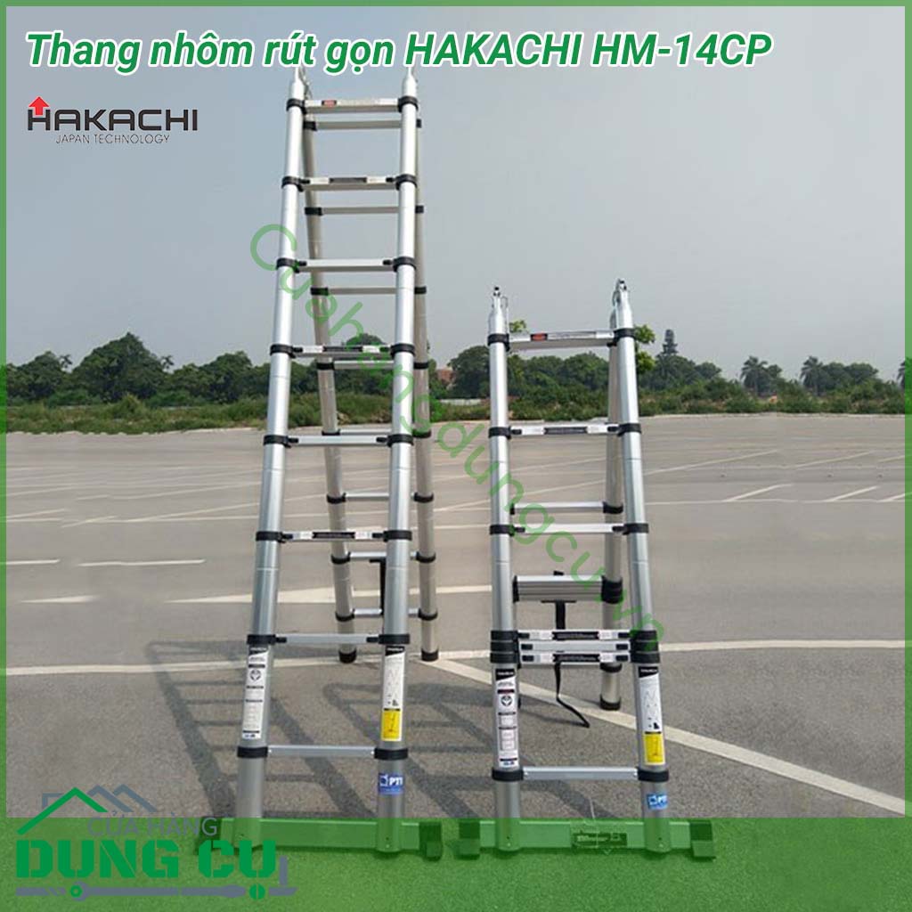 Thang nhôm rút chữ A Hakachi HM-14CP&nbsp;là vật dụng thông minh với thiết kế gọn nhẹ, tiện dụng và trở thành sản phẩm cần thiết trong ngôi nhà của chúng ta. Là sản phẩm đa năng, thuận tiện nhất, phụ nữ cũng sử dụng dễ dàng.&nbsp;