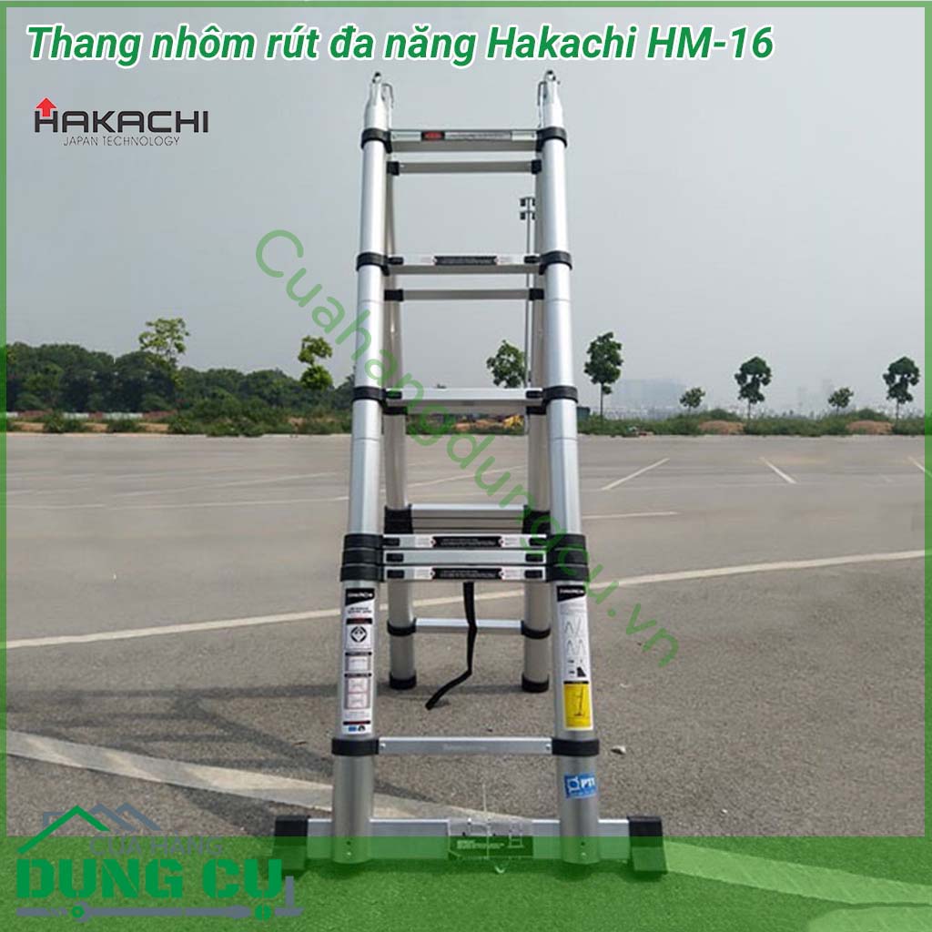 Thang nhôm rút đôi đa năng Hakachi HM-16&nbsp;với thiết kế thông minh, hiện đại, kết cấu thang cực kì chắc chắn đến từ chất liệu nhôm hợp kim thế hệ mới. 