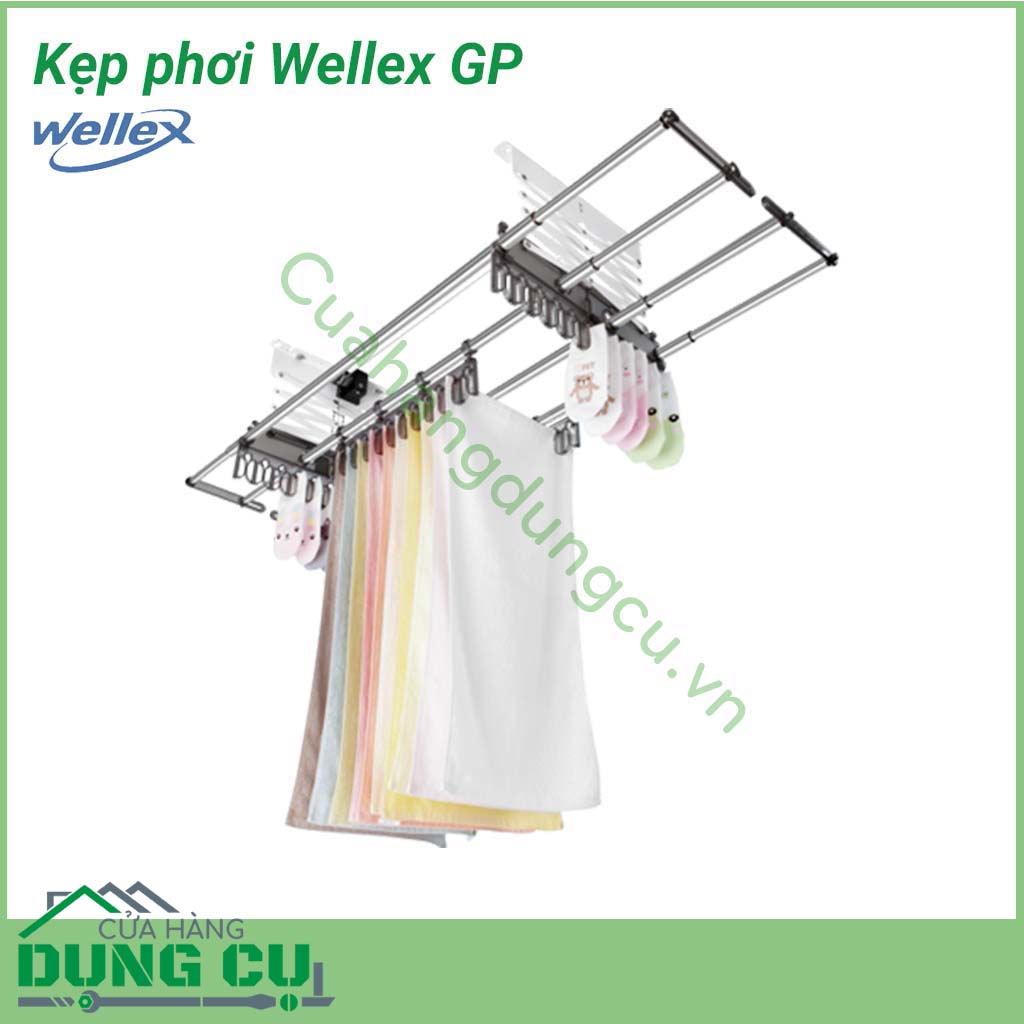 Kẹp phơi quần áo Wellex GP&nbsp;được làm từ chất liệu nhựa polycarbonate chắc chắn, tuyệt đối không làm hư hại quần áo. Kẹp phơi Wellex GP với kiểu dáng kẹp tiện dụng, gọn nhẹ, cho bạn phơi được thật nhiều đồ mong muốn, tiết kiệm diện tích, dễ dàng lưu trữ. 