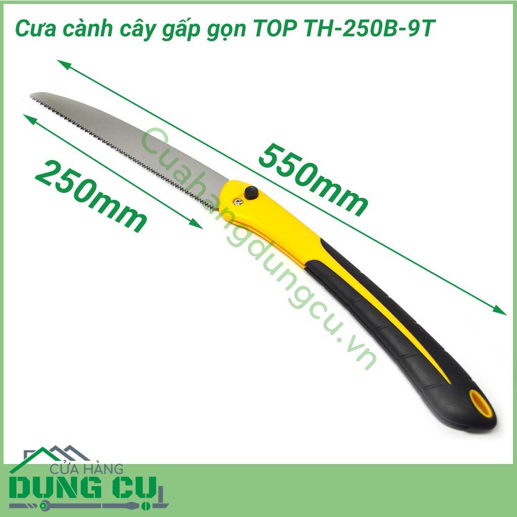 Cưa cành cầm tay gấp gọn TOP TH-250B-9T&nbsp;là loại cưa chuyên dụng để cưa cành cây,&nbsp;cưa ván gỗ. Thiết kế gọn, nhẹ, lưỡi cưa sắc bén, đảm bảo an toàn cho người dùng