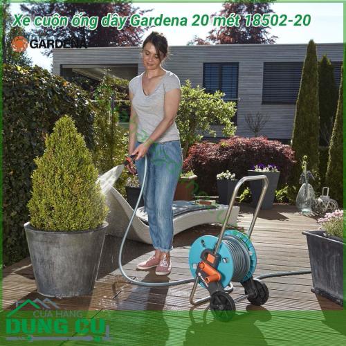 Xe cuộn ống dây tưới Gardena 20m 18502-20 được thiết kế dành cho khu vườn có diện tích vừa và nhỏ. Với 20 mét dây 13mm, vòi tưới cổ điển cùng đầy đủ các phụ kiện để kết nối với vòi cấp nước.