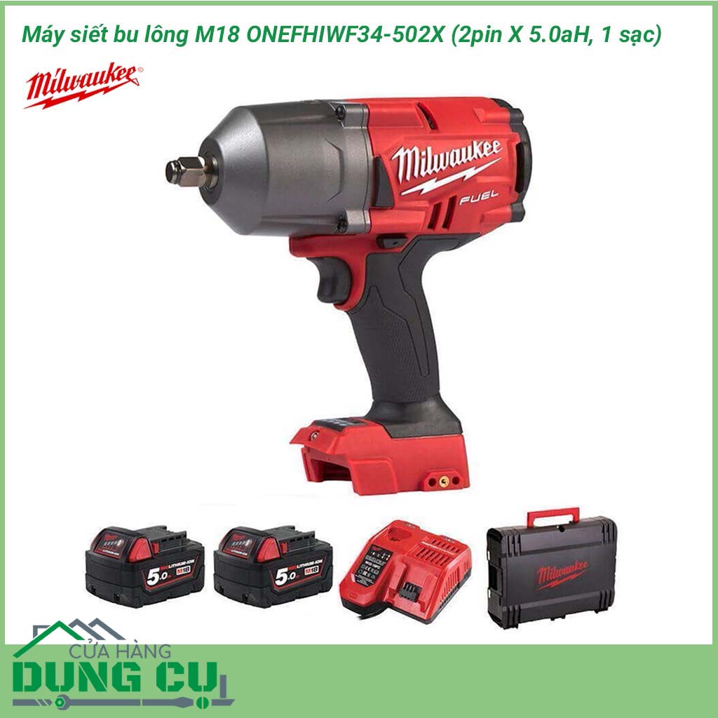 Máy siết bu lông Milwaukee M18 ONEFHIWF34-502X Trọn Bộ&nbsp;được trang bị tốc độ không tải 1.800 vòng/phút, lực đập 2.400 lần/phút cung cấp khả năng hoạt động mạnh mẽ, tối ưu nhất trong việc vặn, siết, cố định những con ốc được nhanh chóng và hiệu quả.