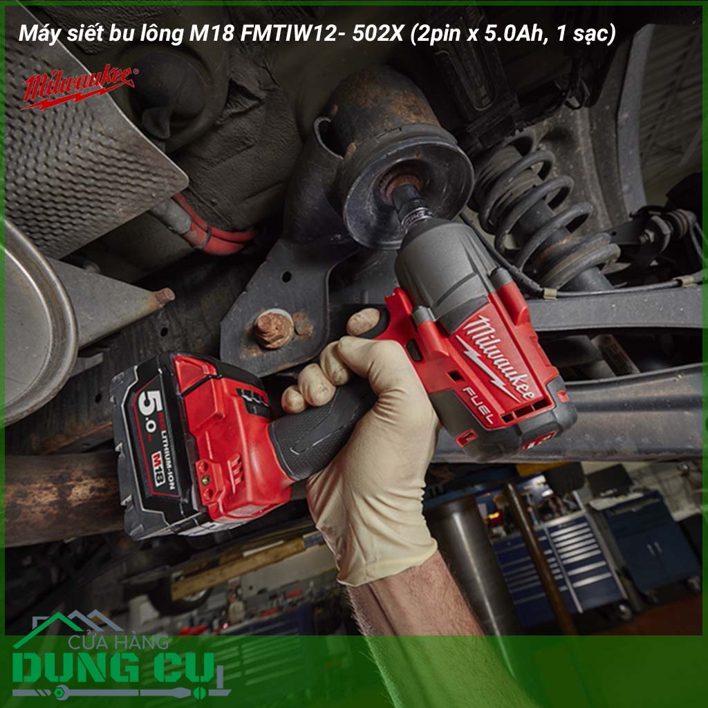 Máy siết bu lông Milwaukee M18 FMTIW12- 502X Trọn bộ&nbsp;là công cụ thường được sử dụng trong các nhà máy sản xuất hoặc các cửa hàng sửa chữa xe máy, ô tô. Máy có tác dụng dùng để siết, cố định các loại bu lông, ốc.