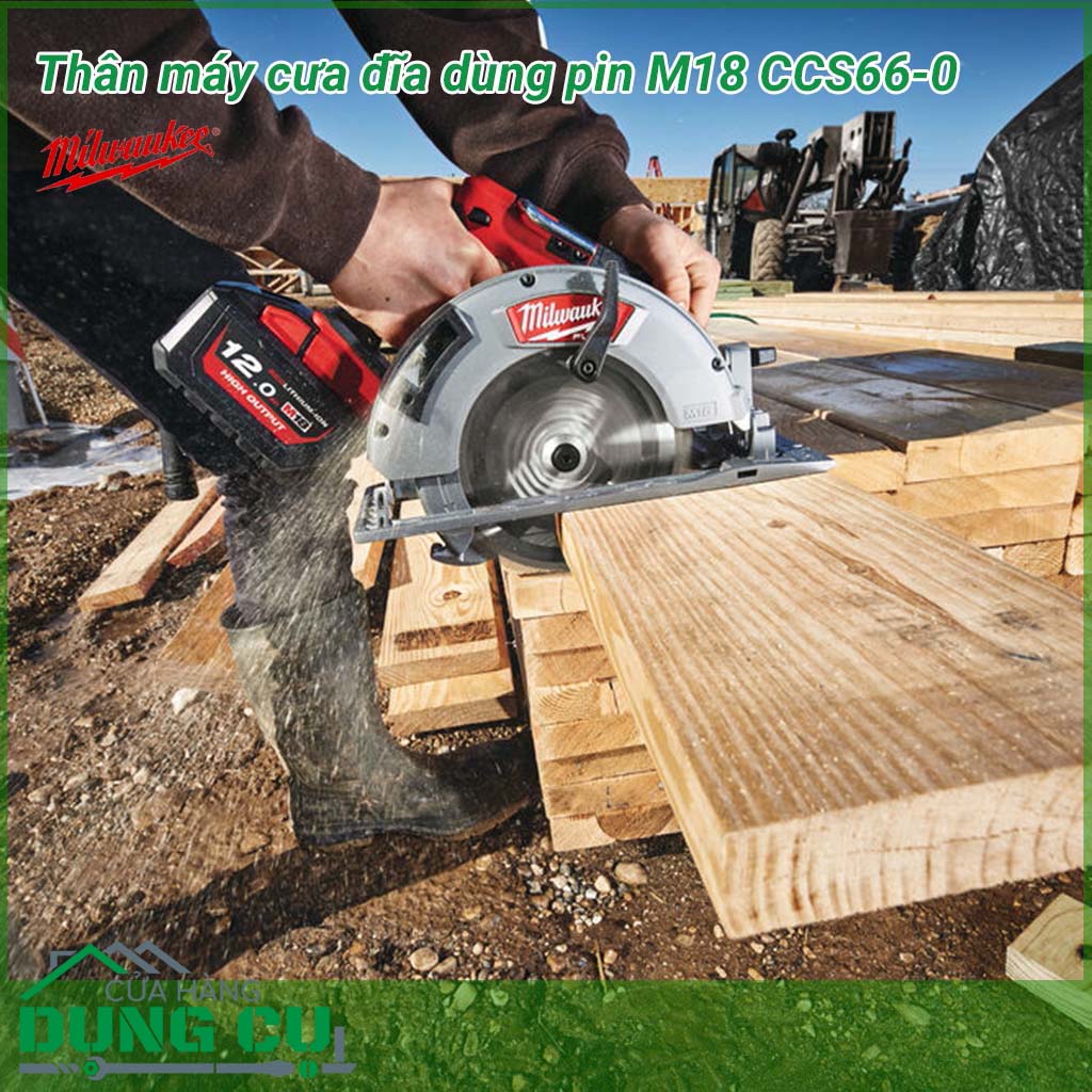 Máy cưa đĩa dùng pin Milwaukee M18 CCS66-0 công cụ sử dụng để cắt rời các bề mặt được làm bằng gỗ. Với&nbsp;động cơ không chổi than cung cấp năng lượng nhiều hơn tới 25%, gấp đôi thời lượng pin và đảm bảo tuổi thọ gấp 3 lần so với động cơ thông thường. 