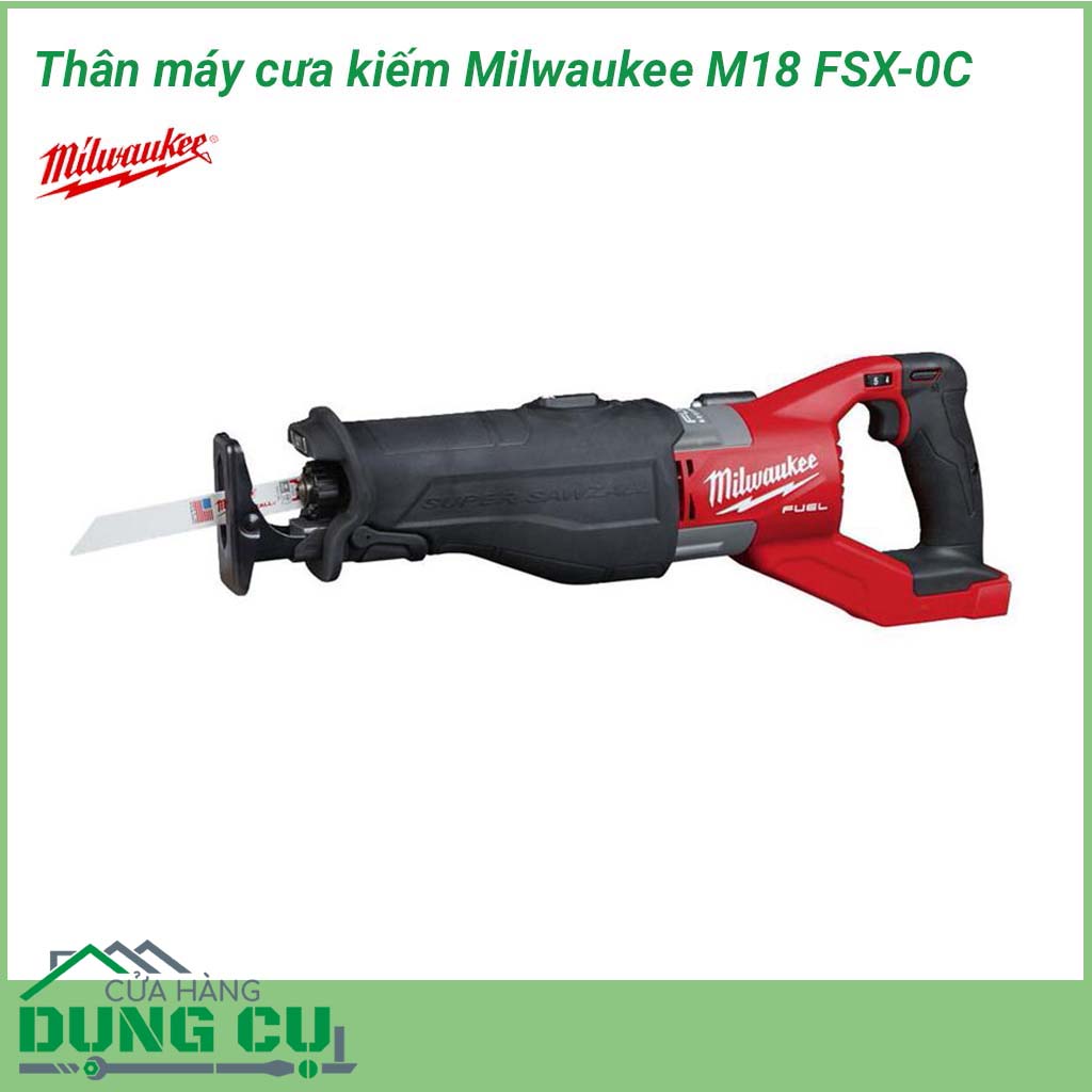 Thân máy cưa kiếm Milwaukee M18 FSX-0C&nbsp;sự kết hợp hoàn hảo giữa một thiết kế nhỏ gọn, trọng lượng thấp và một hiệu suất làm việc cao nhờ trang bị động cơ không chổi than cực kỳ mạnh mẽ