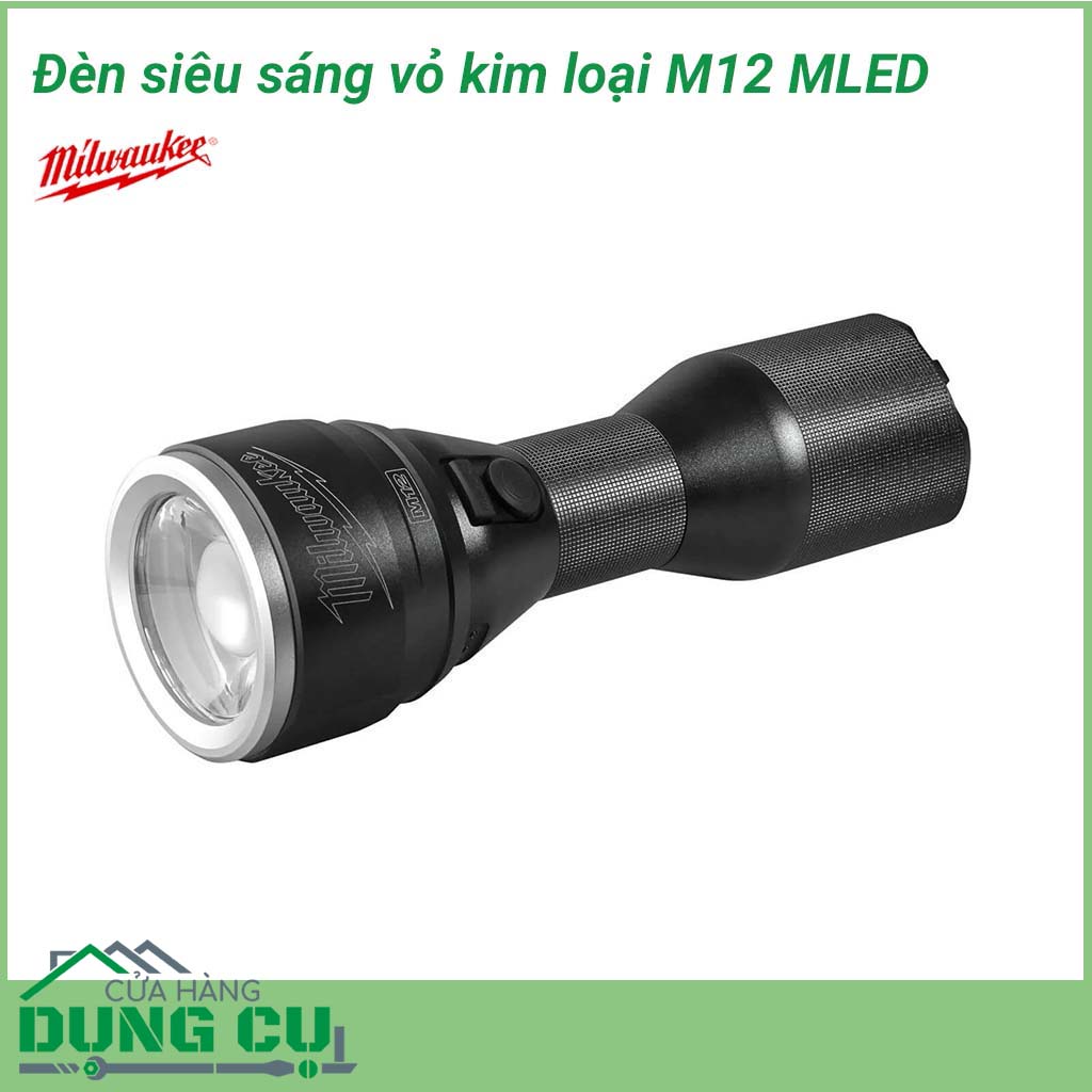 Đèn pin siêu sáng vỏ kim loại Milwaukee M12 MLED&nbsp;vỏ làm bằng vật liệu nhôm AL600 Series cùng với chất liệu vỏ nhôm máy bay tạo nên độ bền cao, khả năng rơi từ độ cao 4m mà không làm biến dạng. Khả năng chống nước ở độ sâu 1m. Tầm chiếu&nbsp;rất xa đến 340m