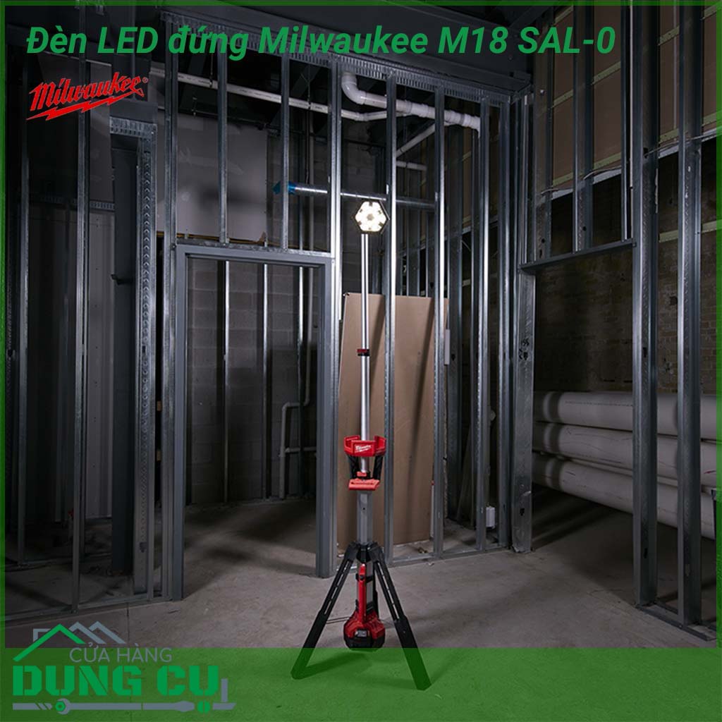 Đèn led đứng Milwaukee &nbsp;M18 SAL-0&nbsp;được thiết kế để cung cấp cho các chuyên gia một giải pháp chiếu sáng khu vực thích nghi, thực hiện và tồn tại trong sử dụng công nghiệp không giống như bất kỳ đèn làm việc cầm tay nào khác.