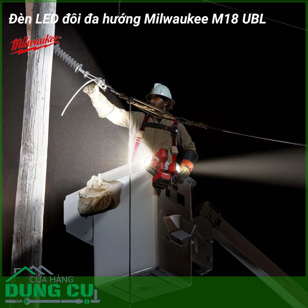 Đèn led đôi đa hướng Milwaukee M18 UBL-0&nbsp;với thiết kế đa chức năng như vậy giúp người dùng có thể sử dụng quay chiếu sáng nhiều hướng khác nhau. Đèn sử dụng cơ chế chiếu sáng đa điểm giúp mang lại những nguồn ánh sáng tự nhiên cho người lao động