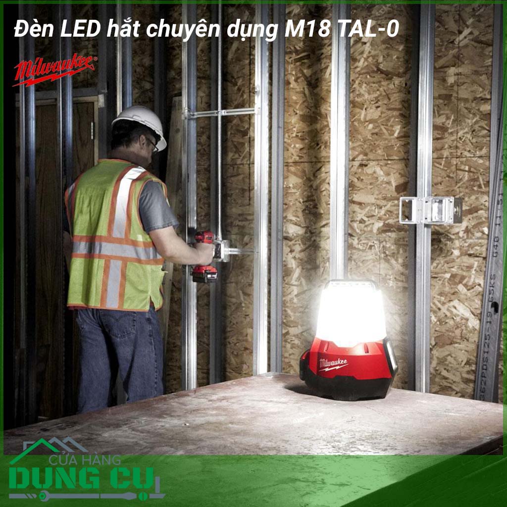 Đèn LED hắt chuyên dụng Milwaukee M18 TAL-0&nbsp;có khả năng chạy liên tục lên đến 18 giờ và có tùy chọn để cắm vào đấu AC. Kích thước nhỏ gọn và nút bấm thiết kế tiện lợi của cho phép người dùng điều chỉnh dễ dàng và treo móc dễ dàng.