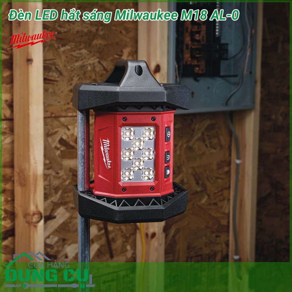 Đèn led hắt sáng Milwaukee M18 AL-0&nbsp;là dòng đèn LED có công suất lớn cùng độ bền khá cao. Sử dụng đến 8 đèn LED khả năng chiếu sáng mạnh, tia sáng đồng đều. Thiết kế theo hình bát giác cho phép ánh sáng chiếu được nhiều góc độ khác nhau.