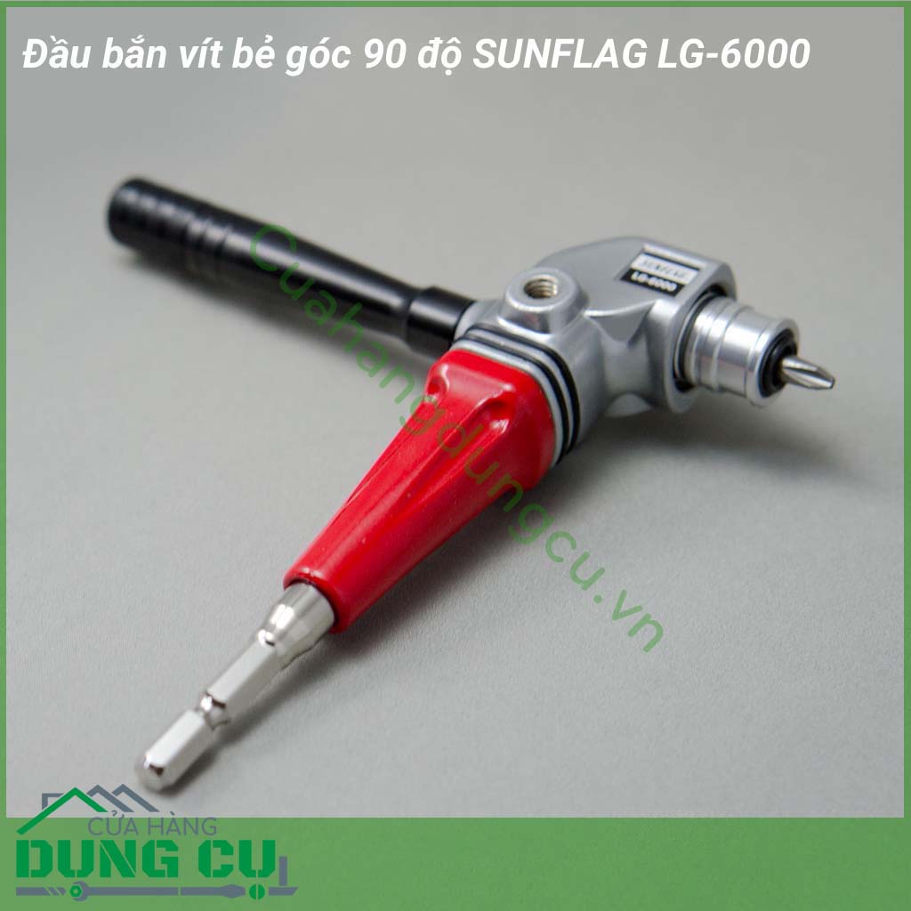 Đầu bắn vít bẻ góc 90 độ Nhật Bản SUNFLAG LG-6000&nbsp;dành cho công việc ở những nơi khó tiếp cận với máy móc, nơi sâu và khu vực liền kề tường. Hữu ích cho việc bắt vít trên tường, cạnh và góc. 
