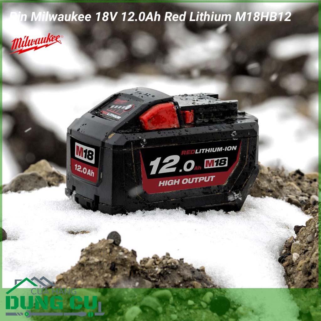 Pin 18V Milwaukee 12.0Ah Red Lithium M18HB12&nbsp;nổi bật với công nghệ REDLITHIUM-ION ™ mang lại hiệu suất tốt nhất trong bất kỳ điều kiện thi công dù là khắc nghiệt nhất, kể cả phải sử dụng ở nhiệt độ cao hoặc thấp tới -20 ° C