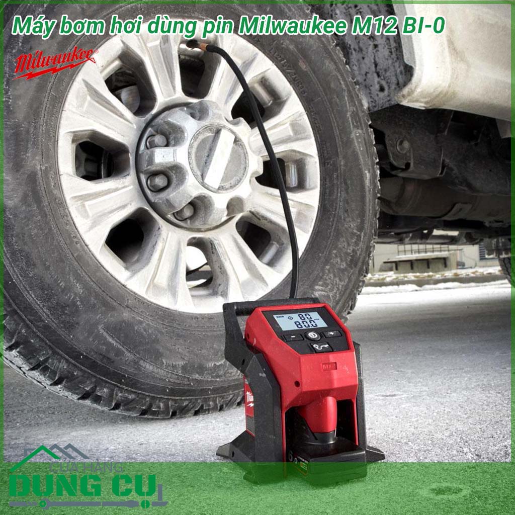 Máy bơm hơi dùng pin Milwaukee M12 BI-0&nbsp;thiết kế hiện đại cho tính linh hoạt cao cho phép mang theo dễ dàng ở bất cứ đâu, động cơ hiệu quả cao cung cấp một áp suất mạnh mẽ giúp&nbsp;bơm lốp trong thời gian ngắn.