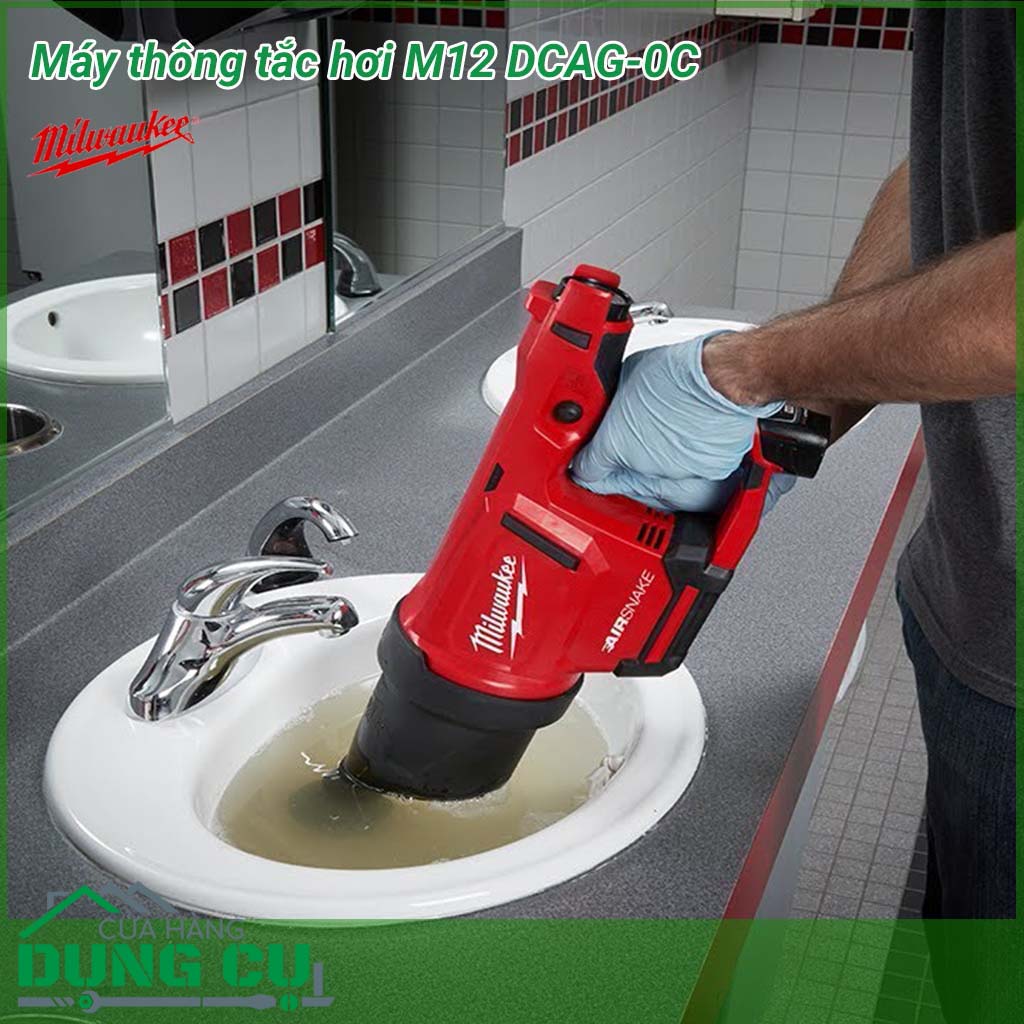 Máy thông tắc hơi Milwaukee M12 DCAG-0C&nbsp;dòng máy làm sạch công nghiệp hiện đại cho phép người dùng nhanh chóng xử lý các cống thoát nước, bồn cầu, bồn rửa…. ứng dụng nguyên lý nén hơi, luồng không khí được đẩy mạnh và thổi bay được các chất bám bẩn