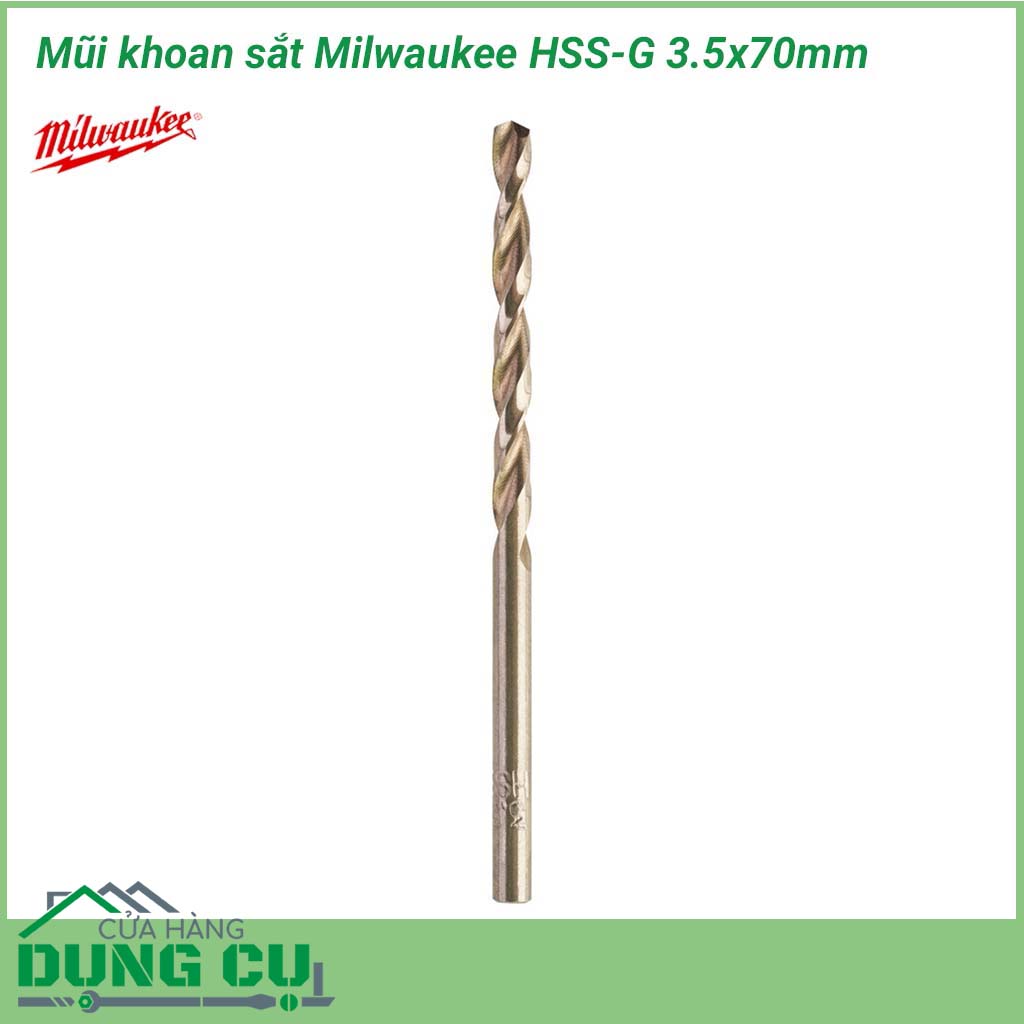 Mũi khoan sắt Milwaukee HSS-G 3.5x70mm&nbsp;được làm bằng chất liệu hợp kim thép cứng cáp, không hoen gỉ hay cong vênh, mài mòn trong quá trình làm việc, cho độ bền sử dụng lâu dài theo thời gian