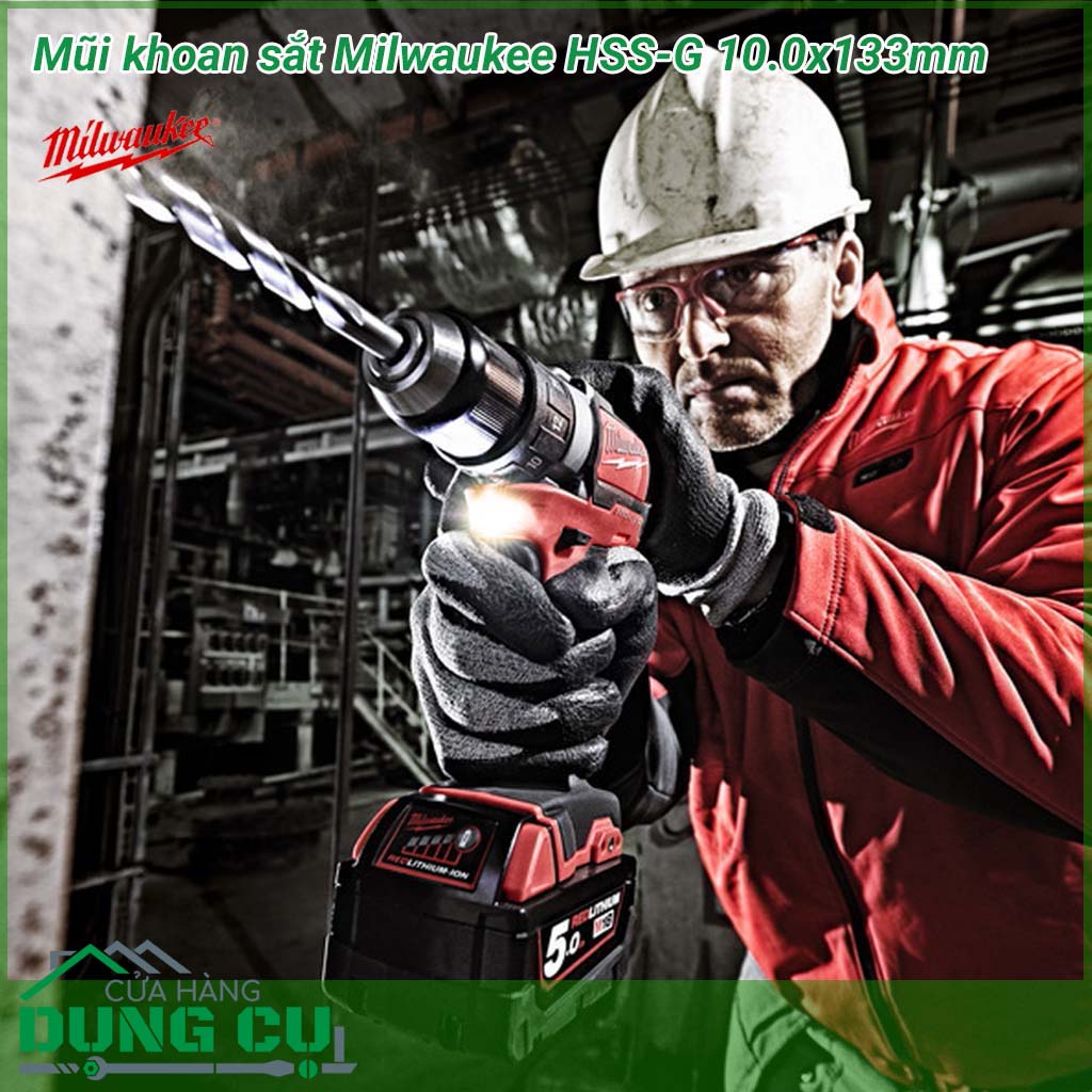 Mũi khoan sắt Milwaukee HSS-G 10.0x133mm&nbsp;được làm bằng chất liệu hợp kim thép cứng cáp, không hoen gỉ hay cong vênh, mài mòn trong quá trình làm việc, cho độ bền sử dụng lâu dài theo thời gian