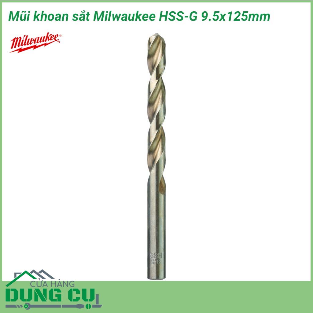 Mũi khoan sắt Milwaukee HSS-G 9.5x125mm&nbsp;được làm bằng chất liệu hợp kim thép cứng cáp, không hoen gỉ hay cong vênh, mài mòn trong quá trình làm việc, cho độ bền sử dụng lâu dài theo thời gian