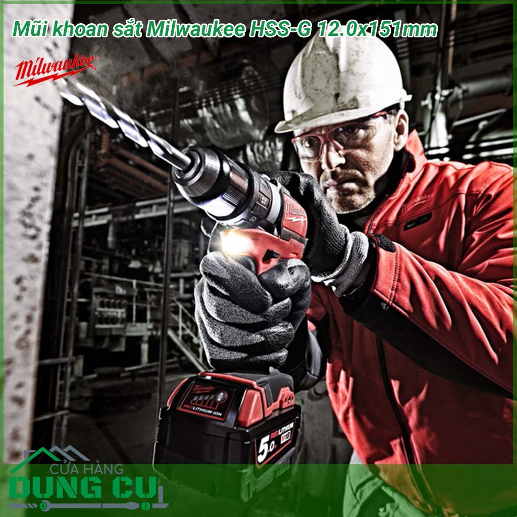 Mũi khoan sắt Milwaukee HSS-G 12.0x151mm&nbsp;được làm bằng chất liệu hợp kim thép cứng cáp, không hoen gỉ hay cong vênh, mài mòn trong quá trình làm việc, cho độ bền sử dụng lâu dài theo thời gian