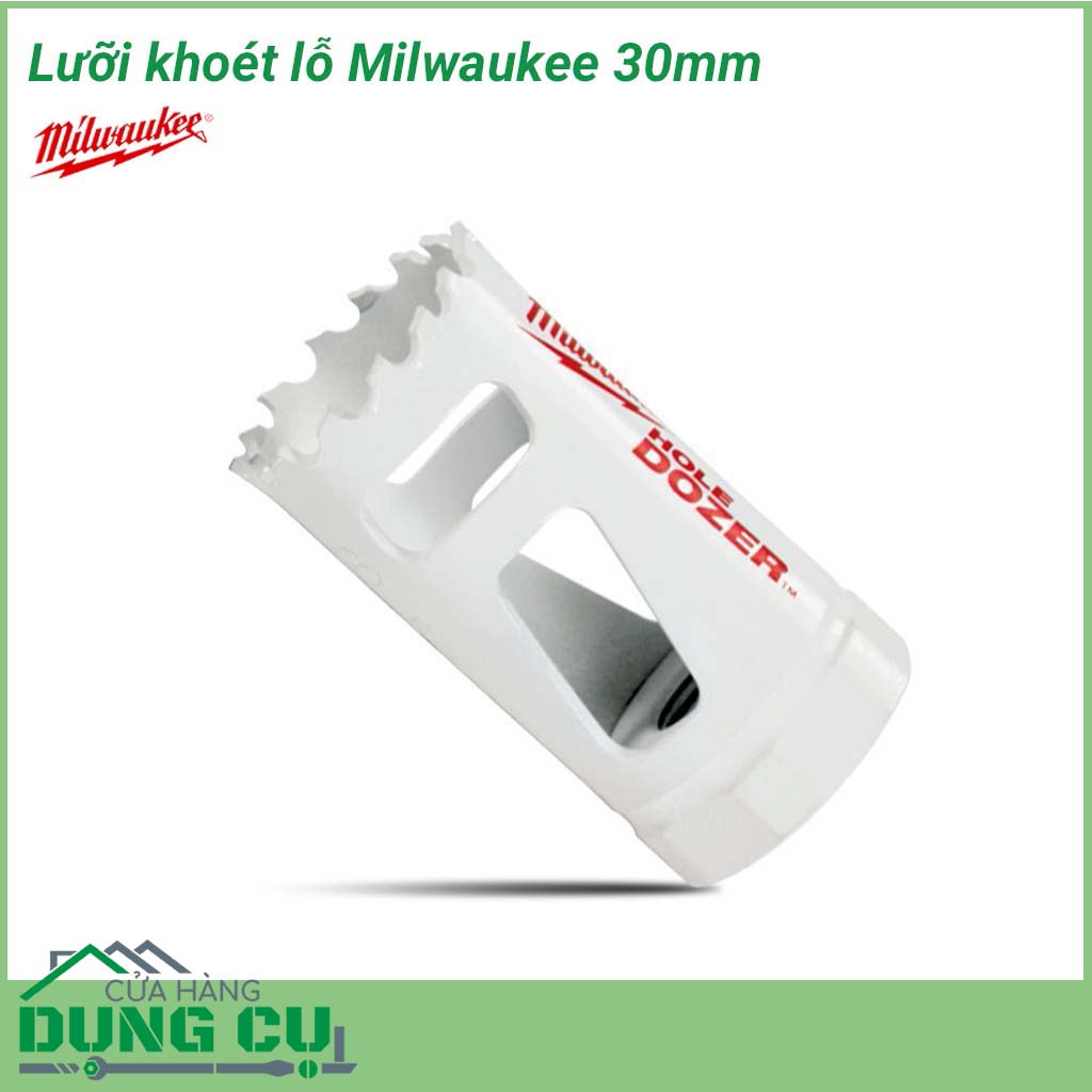 Lưỡi khoét lỗ Milwaukee 30mm&nbsp;được làm bằng chất liệu hợp kim thép cứng cáp, không hoen gỉ hay cong vênh, mài mòn trong quá trình làm việc, cho độ bền sử dụng lâu dài theo thời gian