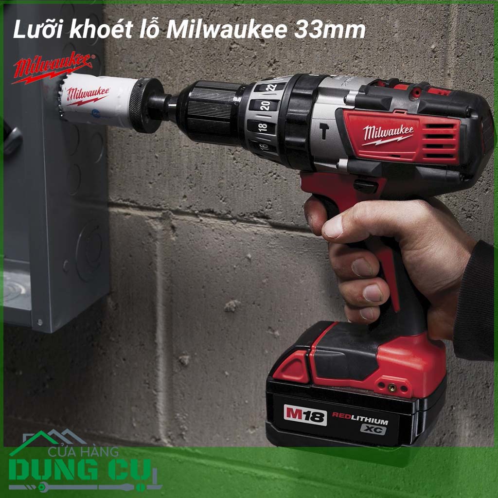 Lưỡi khoét lỗ Milwaukee 33mm&nbsp;được làm bằng chất liệu hợp kim thép cứng cáp, không hoen gỉ hay cong vênh, mài mòn trong quá trình làm việc, cho độ bền sử dụng lâu dài theo thời gian