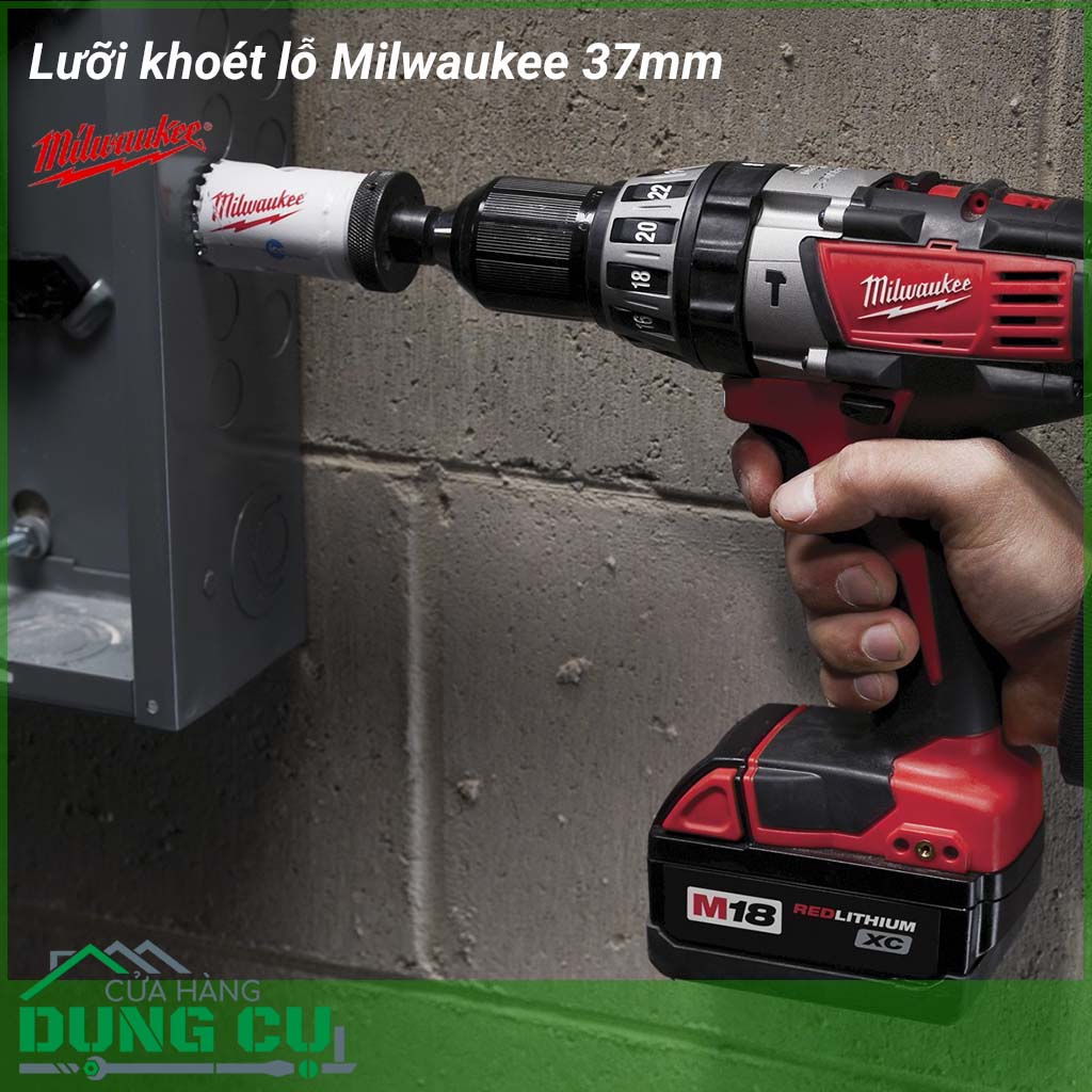 Lưỡi khoét lỗ Milwaukee 37mm&nbsp;được làm bằng chất liệu hợp kim thép cứng cáp, không hoen gỉ hay cong vênh, mài mòn trong quá trình làm việc, cho độ bền sử dụng lâu dài theo thời gian