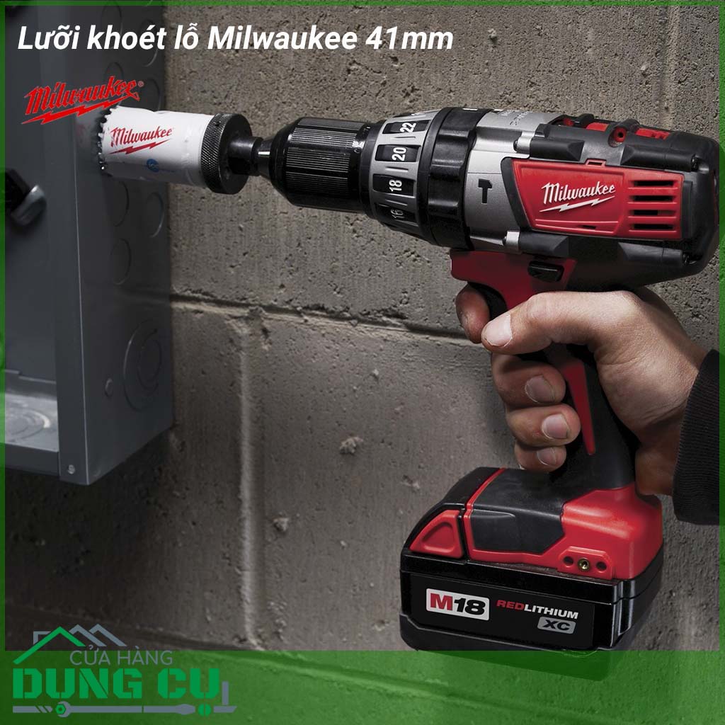 Lưỡi khoét lỗ Milwaukee 41mm&nbsp;được làm bằng chất liệu hợp kim thép cứng cáp, không hoen gỉ hay cong vênh, mài mòn trong quá trình làm việc, cho độ bền sử dụng lâu dài theo thời gian
