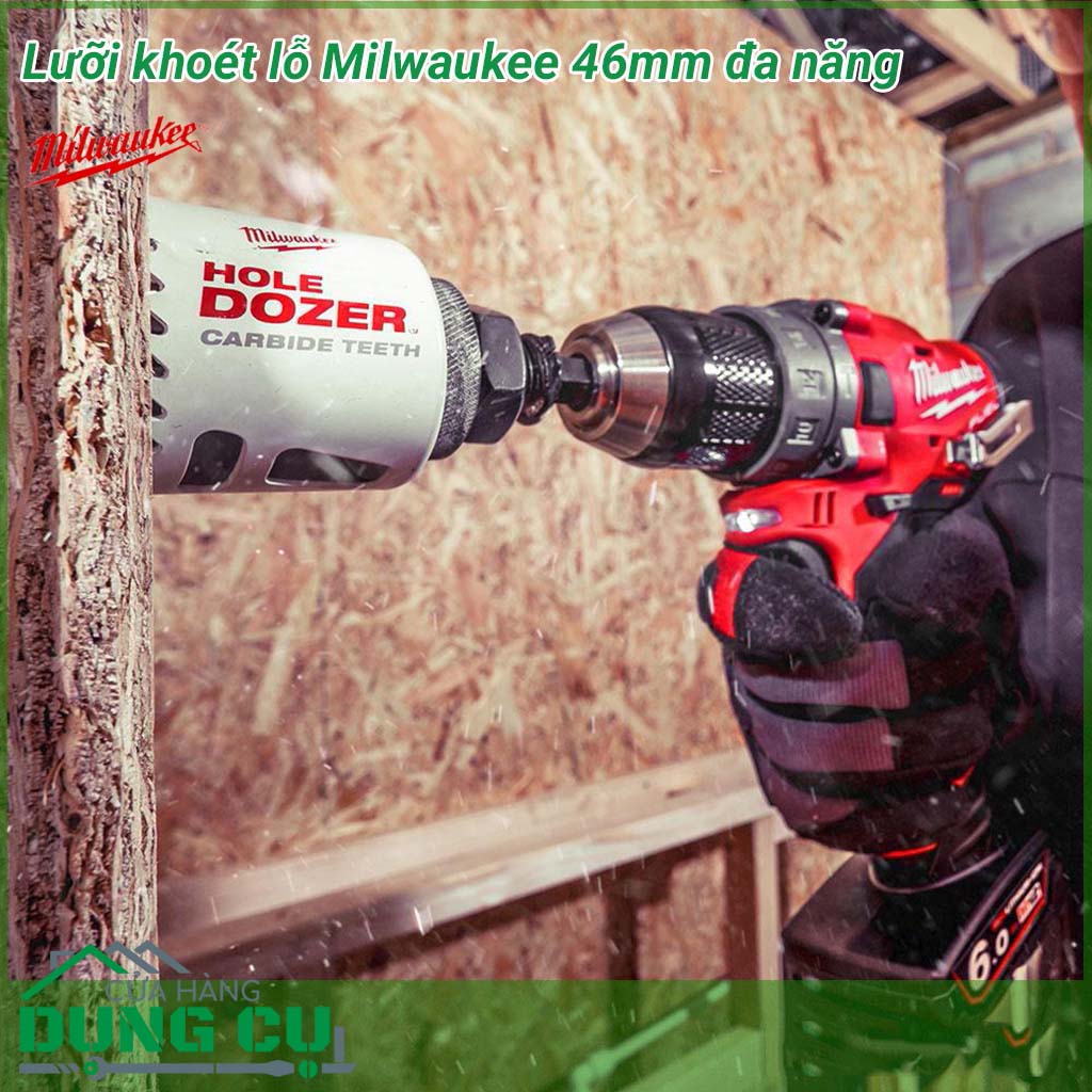 Lưỡi khoét lỗ Milwaukee 46mm&nbsp;được làm bằng chất liệu hợp kim thép cứng cáp, không hoen gỉ hay cong vênh, mài mòn trong quá trình làm việc, cho độ bền sử dụng lâu dài theo thời gian