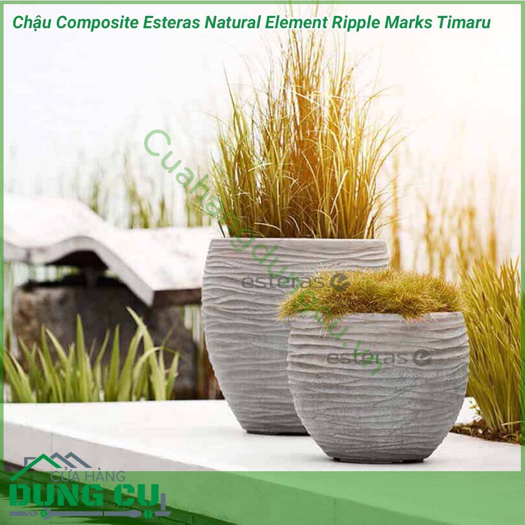 Chậu Composite Esteras Natural Element Ripple Marks Timaru được lấy ý tưởng từ các từ thiên nhiên được thiết kế mộc mạc kết hợp màu sắc trang nhã nhẹ nhàng đem lại sự sang trọng và tinh tế cho không gian nhà bạn