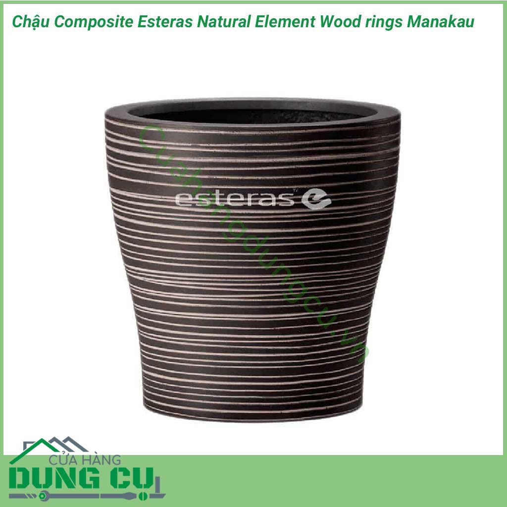 Chậu Composite Esteras Natural Element Wood rings Manakau được lấy ý tưởng từ các từ thiên nhiên được thiết kế mộc mạc kết hợp màu sắc trang nhã nhẹ nhàng đem lại sự sang trọng và tinh tế cho không gian nhà bạn.