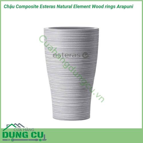 Chậu Composite Esteras Natural Element Wood rings Arapuni được lấy ý tưởng từ các từ thiên nhiên được thiết kế mộc mạc kết hợp màu sắc trang nhã nhẹ nhàng đem lại sự sang trọng và tinh tế cho không gian nhà bạn.