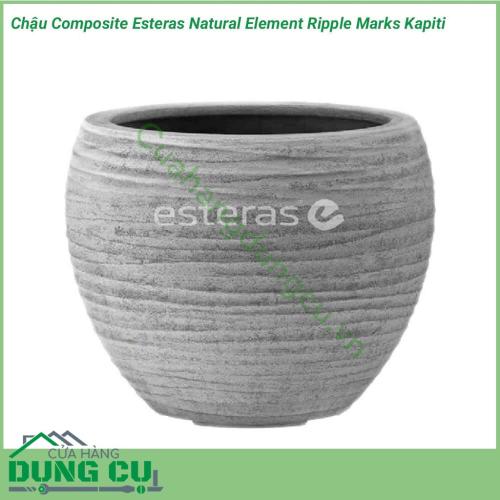 Chậu Composite Esteras Natural Element Ripple Marks Kapiti được lấy ý tưởng từ các từ thiên nhiên được thiết kế mộc mạc kết hợp màu sắc trang nhã nhẹ nhàng đem lại sự sang trọng và tinh tế cho không gian nhà bạn.