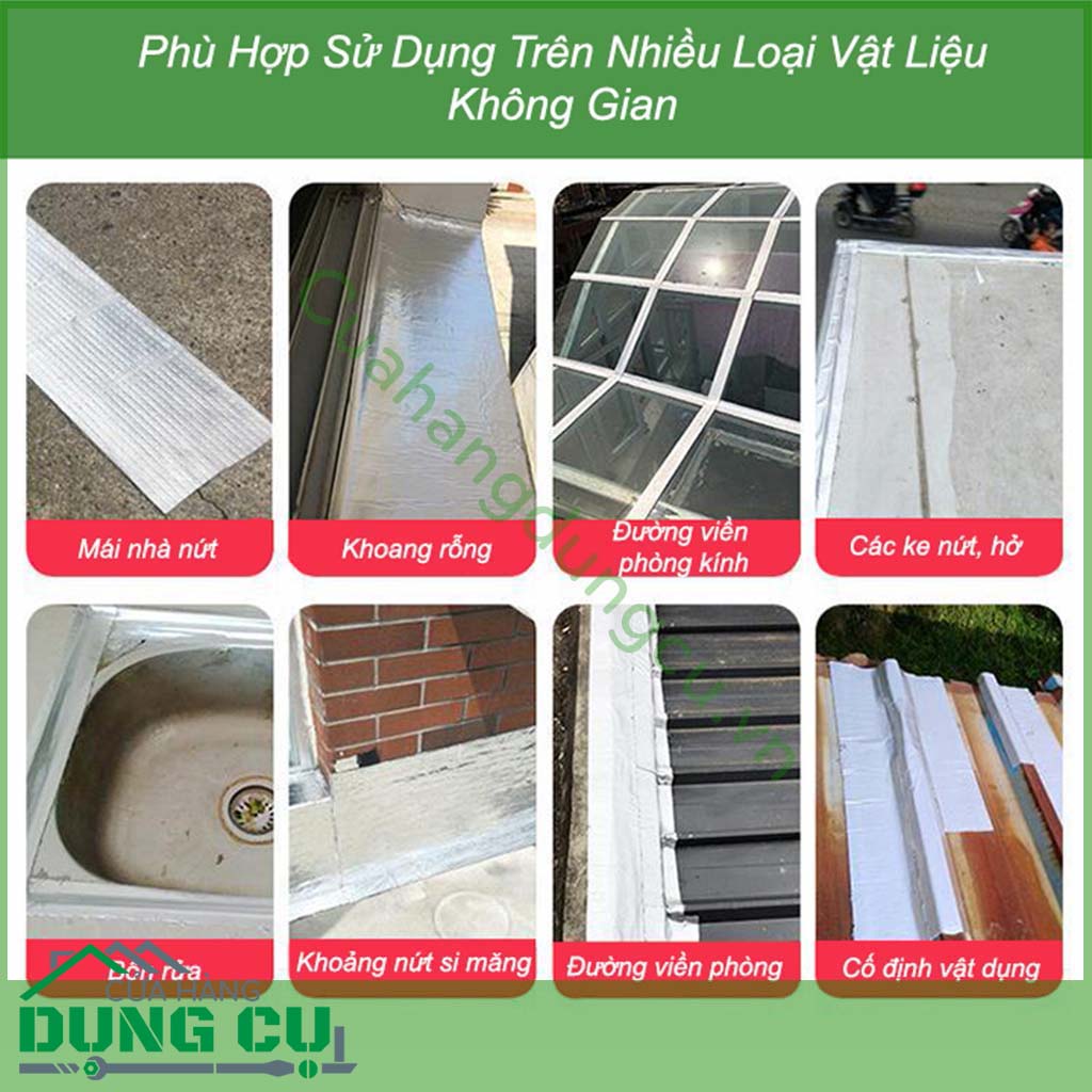 Băng keo chống thấm WaterProof siêu dính 10cm&nbsp;keo dính cực kỳ chắc, đã dán là không thể bóc ra được, chịu nước, chịu nhiệt, chống thấm hoàn hảo. Bịt lại tất cả các lỗ thủng, lỗ hổng cả to, cả nhỏ hay các vết nứt, hở hoặc bị vỡ ..