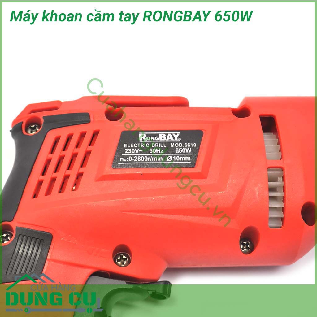 Máy khoan RONGBAY cầm tay 650W&nbsp;được người sử dụng tin dùng bởi những tính năng nổi bật như máy hoạt động khỏe khoắn, đem lại hiệu quả cao trong công việc. Ngoài ra, máy còn có kết cấu nhỏ gọn, đem lại sự nhẹ nhàng, tiện dụng. 