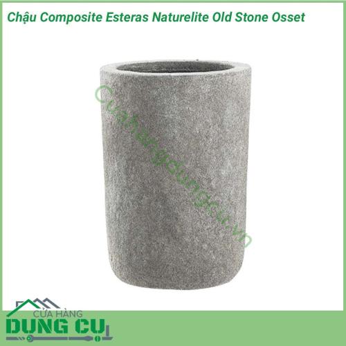 Chậu Composite Esteras Naturelite Old Stone Osset sự kết hợp hoàn hảo giữa chất liệu: nhựa polyester, sợi thủy tinh, bột đá và sơn, chậu cây Osset gây ấn tượng bởi cấu trúc bề mặt đá cổ tạo hiệu ứng mạnh mẽ, mang lại vẻ đẹp cho khu vườn.