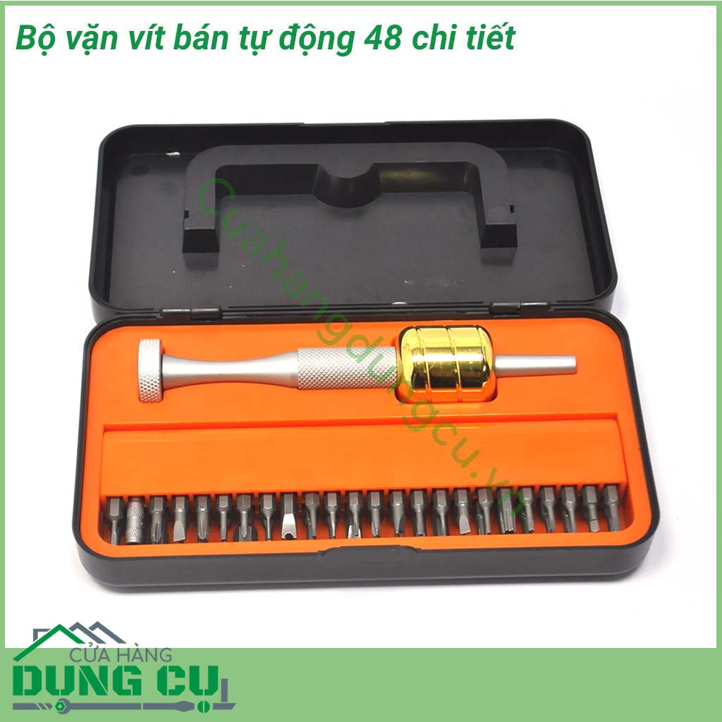 Bộ vặn vít bán tự động 48 chi tiết cao cấp&nbsp;làm từ thép không gỉ rắn chắc, bền bỉ với thời gian. Đa dạng với nhiều loại mũi vặn đáp ứng mọi nhu cầu sử dụng.