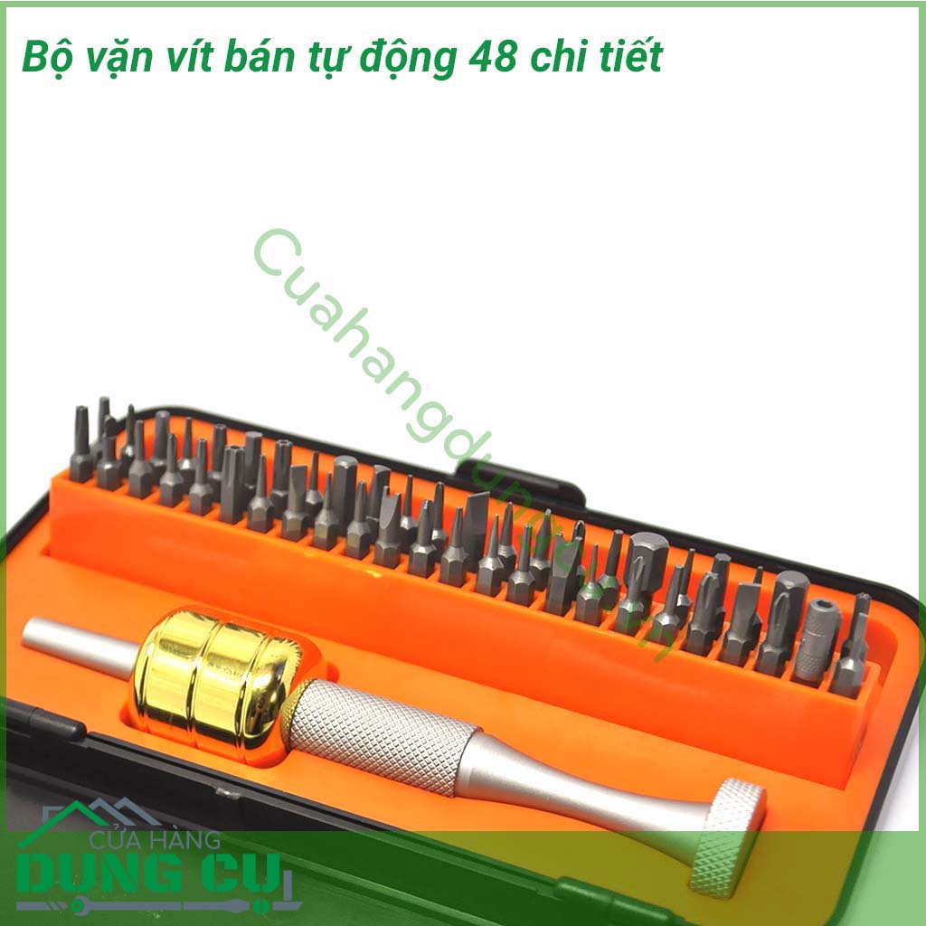 Bộ vặn vít bán tự động 48 chi tiết cao cấp&nbsp;làm từ thép không gỉ rắn chắc, bền bỉ với thời gian. Đa dạng với nhiều loại mũi vặn đáp ứng mọi nhu cầu sử dụng.