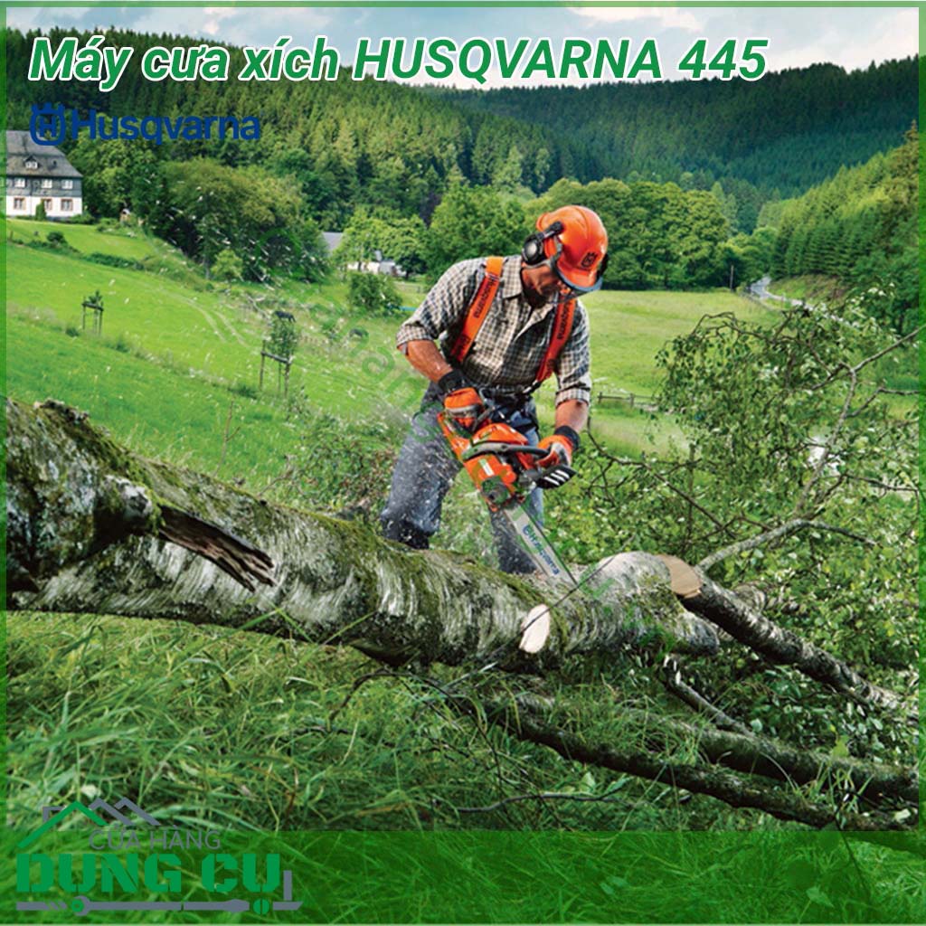 Máy cưa xích HUSQVARNA 445&nbsp;dòng máy cưa xích dành cho nhà vườn. Được sở hữu lam 18 inch, tiện ích cho những nông trại vừa và nhỏ. Động cơ sử dụng công nghẹ X-Torq tiết kiệm nhiên liệu, thân thiện môi trường