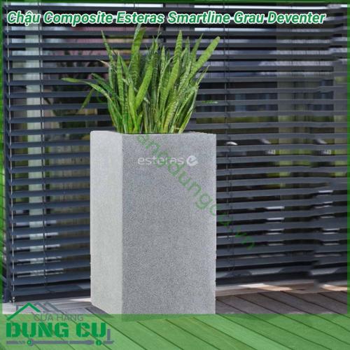 Chậu trồng cây Composite Esteras Smartline Grau Deventer được làm từ nhựa polyester resin gia cường bằng sợi thủy tinh (fiberglass). Chậu trồng cây Composite Esteras Smartline Grau Deventer được ưa chuộng với các tính năng mới NHẸ – BỀN – ĐẸP.