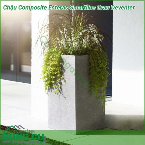 Chậu trồng cây Composite Esteras Smartline Grau Deventer được làm từ nhựa polyester resin gia cường bằng sợi thủy tinh (fiberglass). Chậu trồng cây Composite Esteras Smartline Grau Deventer được ưa chuộng với các tính năng mới NHẸ – BỀN – ĐẸP.