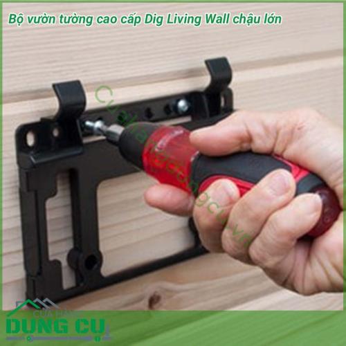 Bộ vườn tường cao cấp Dig Living Wall chậu lớn cho cảnh quan được làm từ nhựa cao cấp, với các vỉ nhựa được thiết kệ tiện lợi, chắc chắn giúp việc gắn và tháo di dời các chậu cây một cách nhanh chóng, dễ dàng