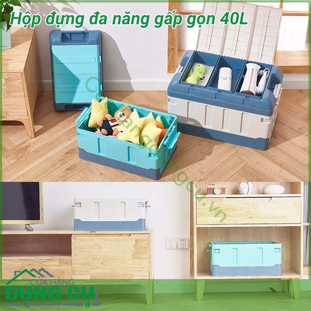 Hộp đựng đa năng gấp gọn 40L&nbsp;sẽ giúp bạn dọn dẹp ngôi nhà hay ô tô trở nên ngăn nắp gọn gàng.&nbsp;Hộp đựng đa năng gấp gọn 40L dùng đựng đồ cốp sau ô tô, đi siêu thị, đi picnic…rất tiện dụng.