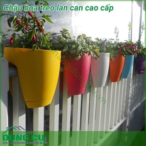 Chậu hoa lan can cao cấp bạn dễ dàng trồng được những chậu hoa xinh xắn để tô điểm cho không gian sống thêm xanh mát, lãng mạn. Thiết kế thông minh và tiện dụng, dễ dàng gắn trên lan can của ban công, tay vịn của cầu thang… mà không bị nghiêng, đổ.