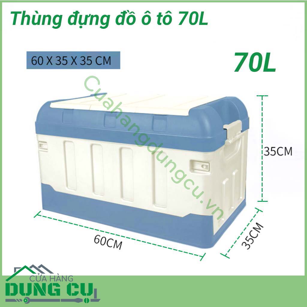 Thùng đựng đồ ô tô đa năng 70L&nbsp;sẽ giúp bạn dọn dẹp ngôi nhà hay ô tô trở nên ngăn nắp gọn gàng.&nbsp;Hộp đựng đa năng gấp gọn 70L dùng đựng đồ cốp sau ô tô, đi siêu thị, đi picnic…rất tiện dụng.