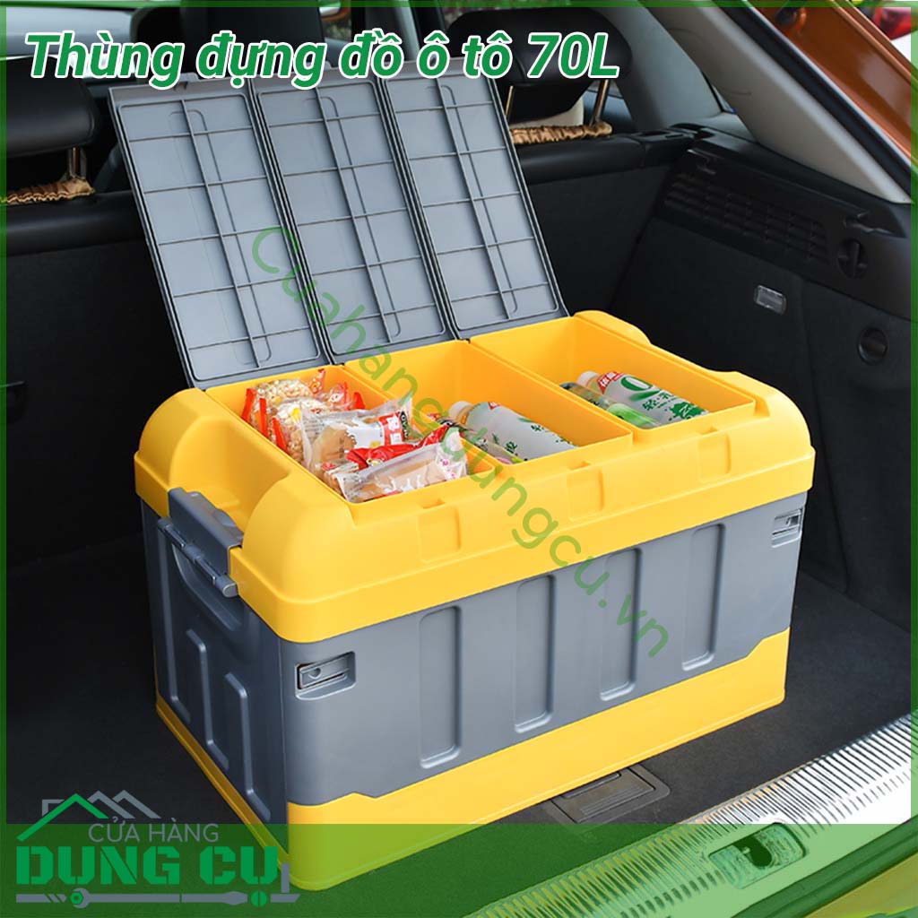 Thùng đựng đồ ô tô đa năng 70L&nbsp;sẽ giúp bạn dọn dẹp ngôi nhà hay ô tô trở nên ngăn nắp gọn gàng.&nbsp;Hộp đựng đa năng gấp gọn 70L dùng đựng đồ cốp sau ô tô, đi siêu thị, đi picnic…rất tiện dụng.