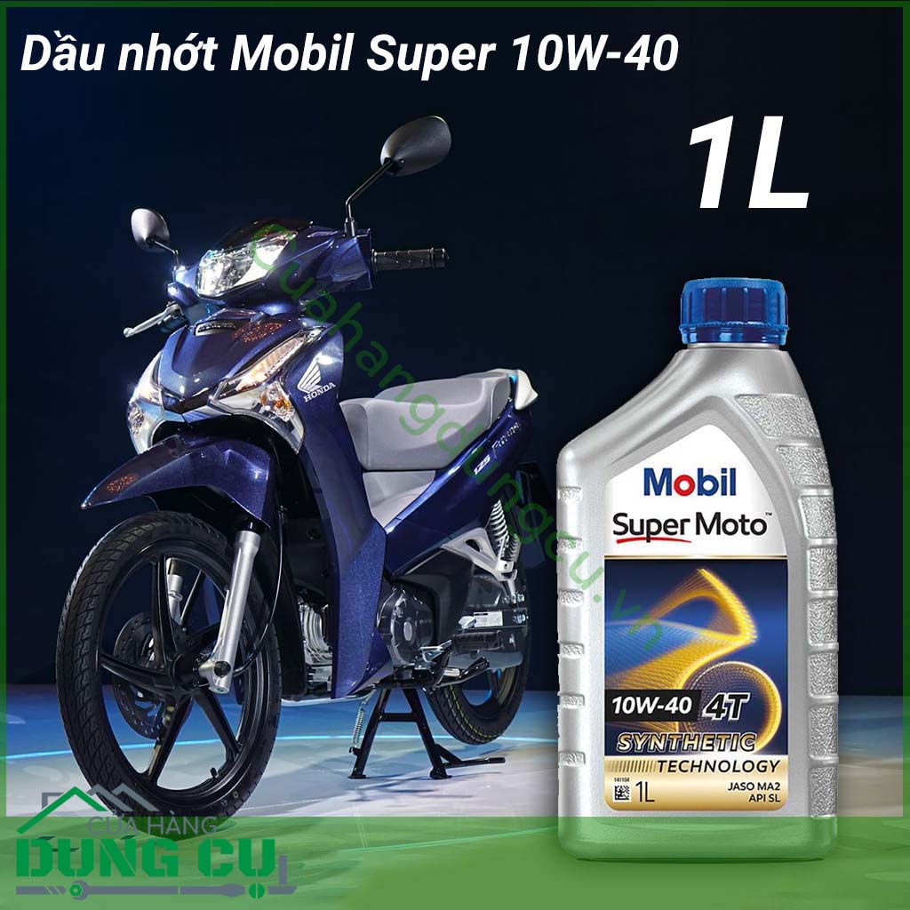 Dầu nhớt xe máy Mobil Super 10W-40 1L&nbsp;là dầu nhớt tổng hợp, được pha chế với công thức đủ tiêu chuẩn dành cho&nbsp;các loại xe đời mới nhất, bảo vệ tốt nhất cho động cơ xe của bạn trong thời gian dài.