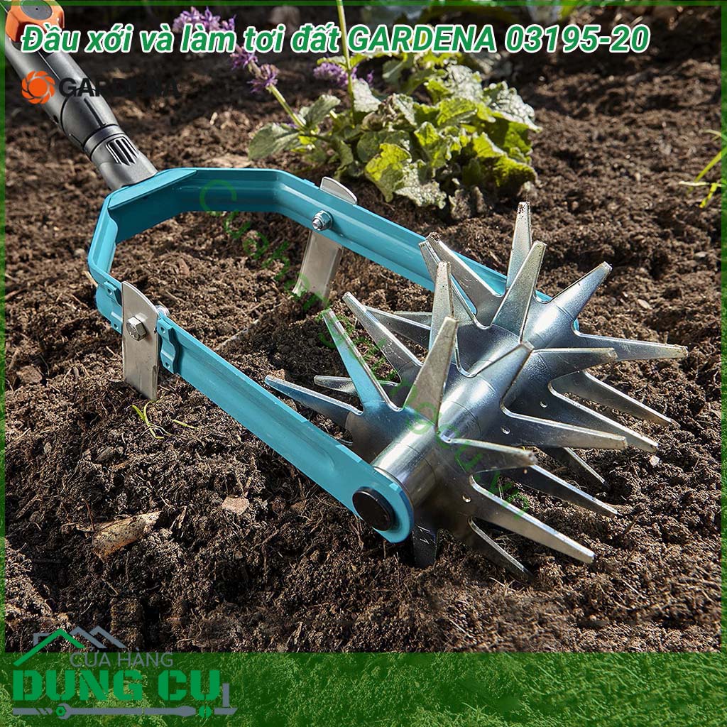 Đầu xới và làm tơi đất Gardena 03195-20 là một công cụ lý tưởng để làm cỏ hiệu quả. Lưỡi cuốc bền, sắc nhọn, làm bằng thép không gỉ, được bảo vệ chống ăn mòn.